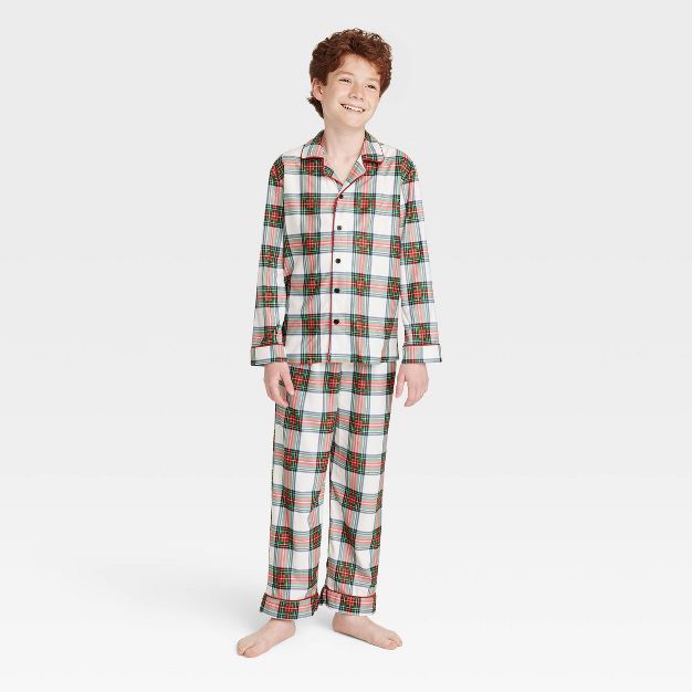 Kids' Holiday Tartan Plaid Flannel Matching Family Pajama Set - Wondershop™ Cream | Target