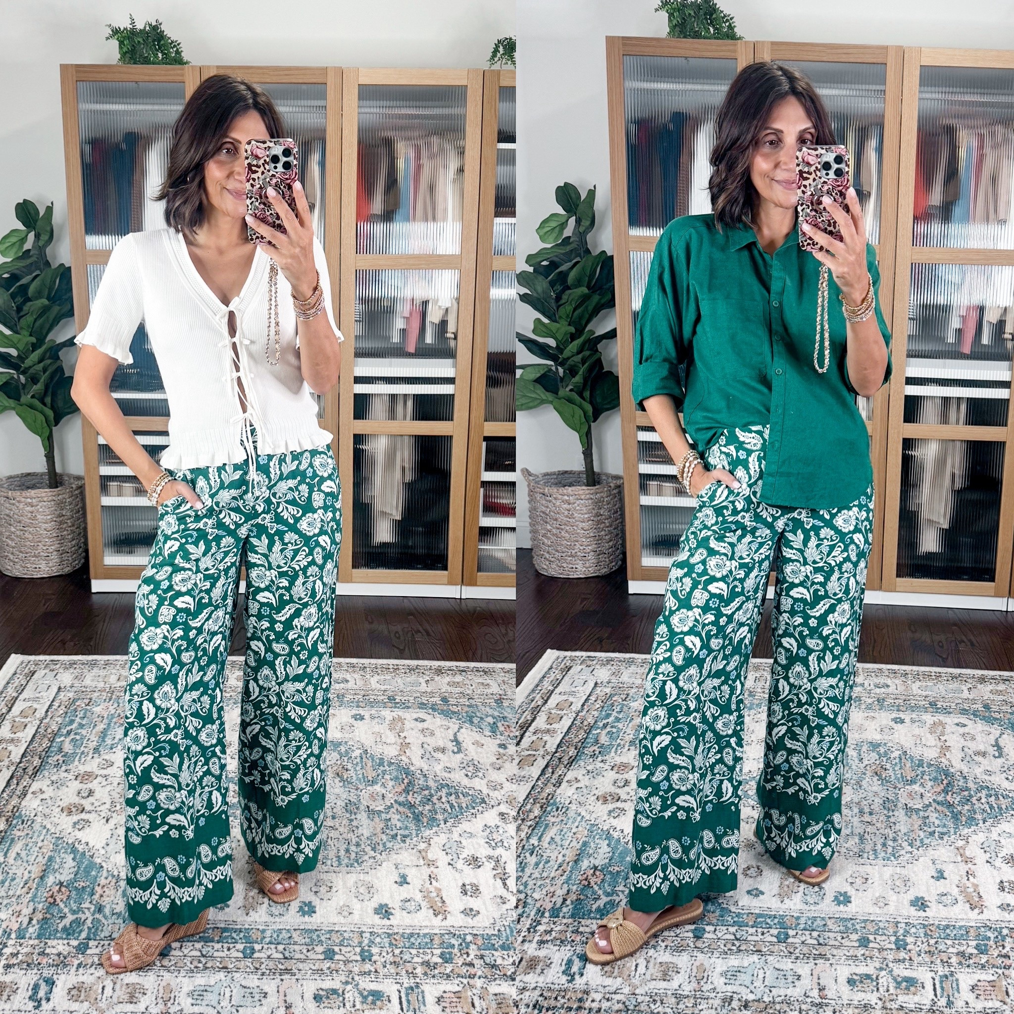 In love with these Loft pants! So light and comfortable and such a fun print
I’m in size xxs bottoms and small white top and xs green top 
Vacation pants 


#LTKOver40 #LTKMothersDay