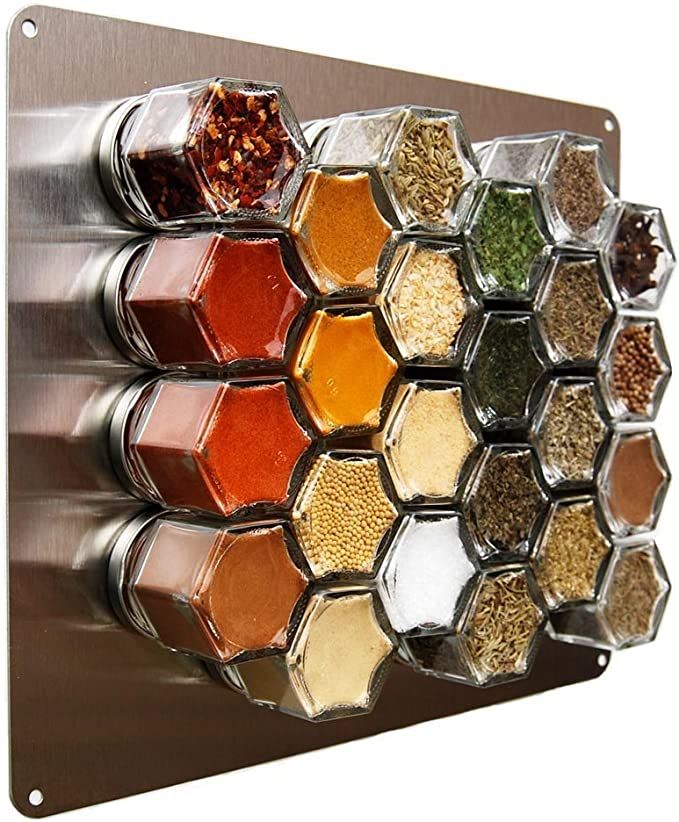 Gneiss Spice Stainless Finish Wall Plate Base for Magnetic Spice Jars, Medium 10x12 Inches (Jars ... | Amazon (US)