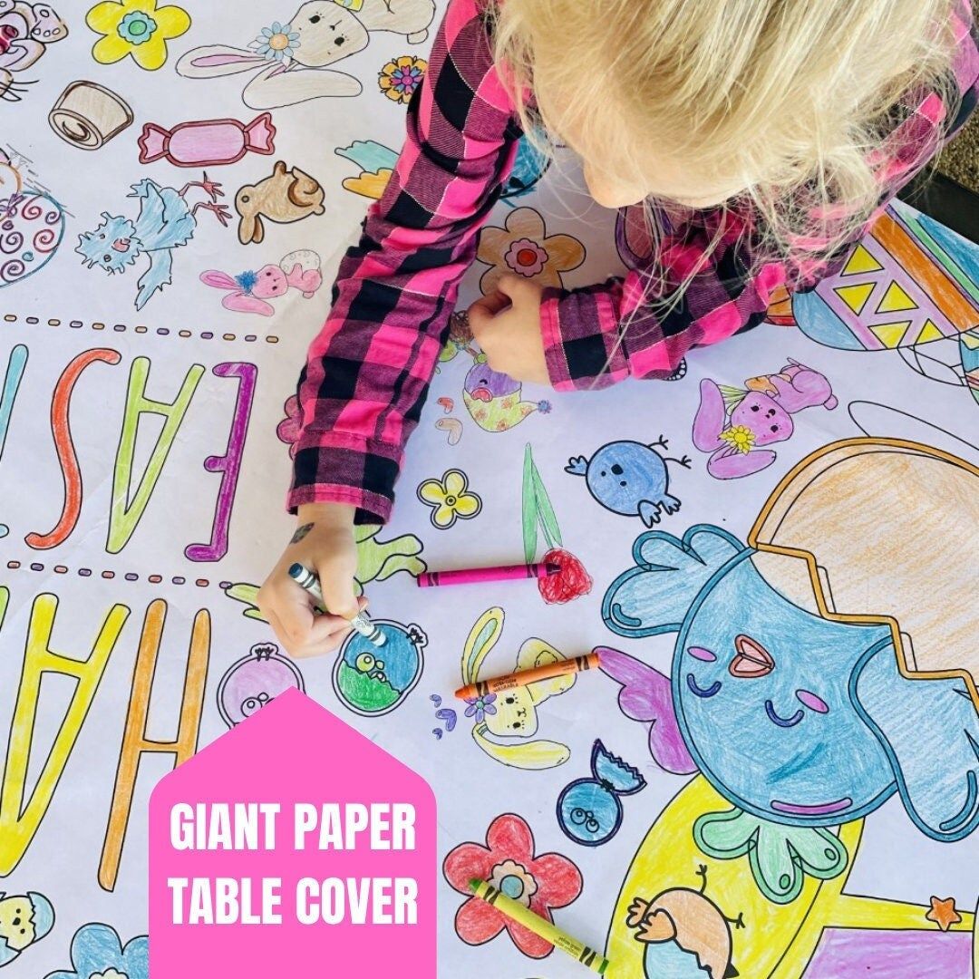 Easter Coloring Tablecloth | Kids Craft | Easter Basket Filler | Huge Coloring Sheet | Easter Bun... | Etsy (US)