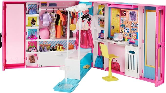 Barbie Dream Closet Playset with 30+ Clothes and Accessories Including 5 Outfits, Plus Mirror, De... | Amazon (US)