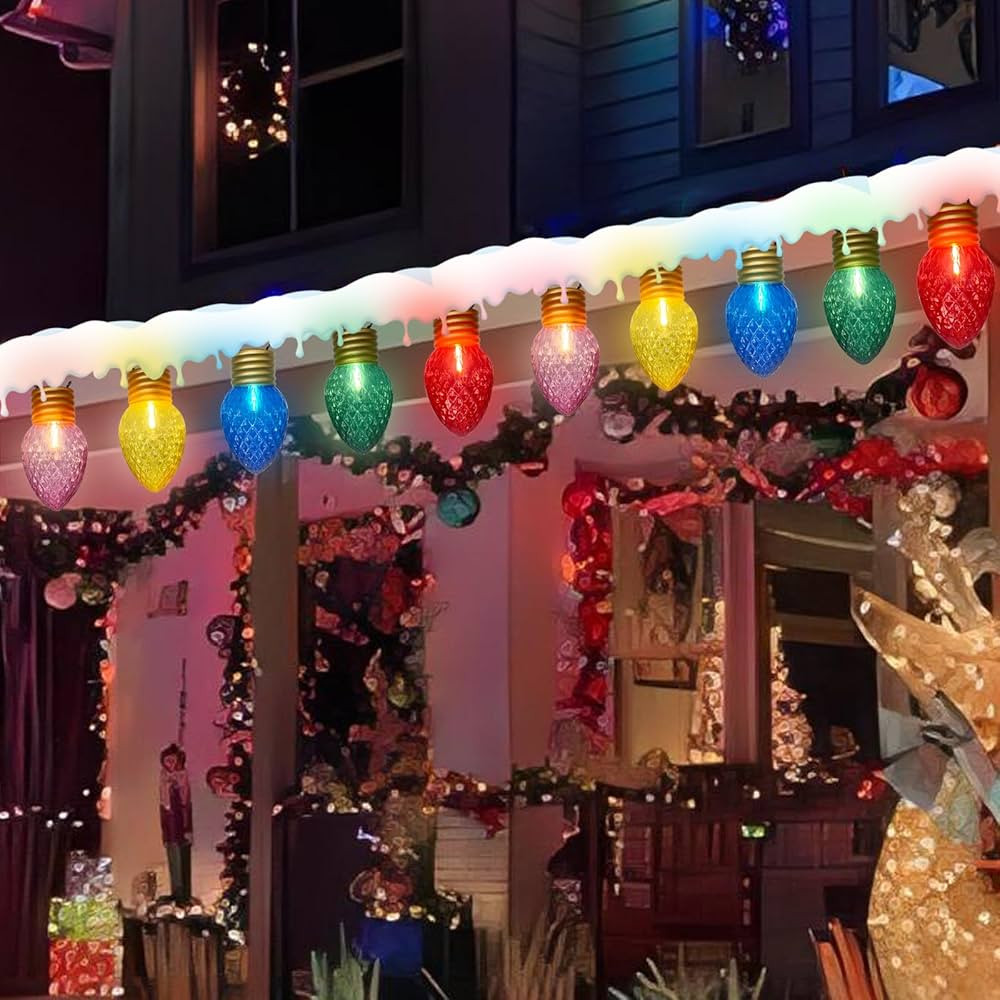 16FT Jumbo Christmas Lights,C7 Jumbo Xmas String Lights Christmas Outdoor Decorations Lights with... | Amazon (US)