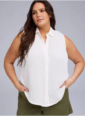 Belle Isle Button-Down Linen Shirt | Torrid (US & Canada)