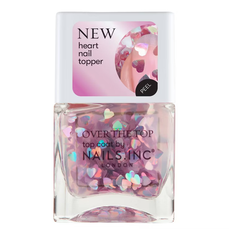 Nails Inc. Romancing in Regents Park Pink Holographic Heart Topper - 0.47 fl oz | Target