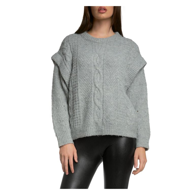Elan Womens Cable Knit Drop Shoulder Pullover Sweater - Walmart.com | Walmart (US)