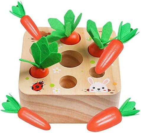 Montessori Toy for Boys and Girls 1-2 Years Old, Educational Wooden Toys Carrot Harvest Shape Siz... | Amazon (US)