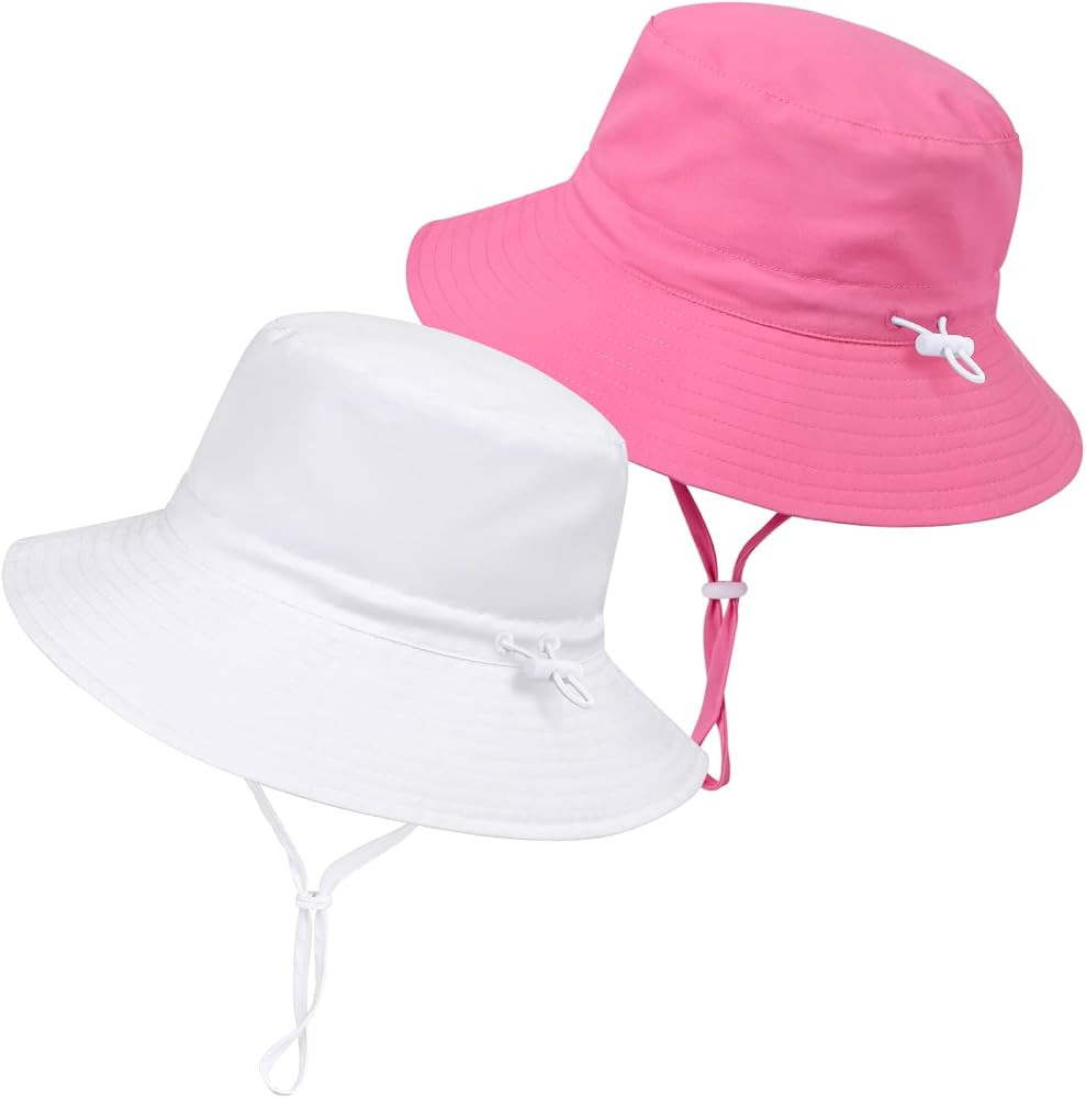 Baby Toddler Sun Hat,Boys Girls Adjustable Bucket Hat for Kids UPF 50+ Sun Protective Child Summer Beach Hats 0-5 Years | Amazon (US)