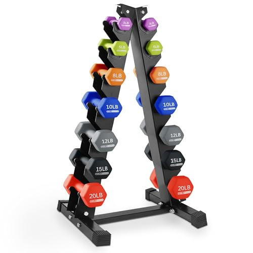 HolaHatha Neoprene Dumbbell Weights Set w/ Rack, Home Gym Equipment, 146 Lbs, Multicolor - Portable Weighted Exercise Dumbbells for Fitness, Training, and Lifting Workouts | Amazon (US)