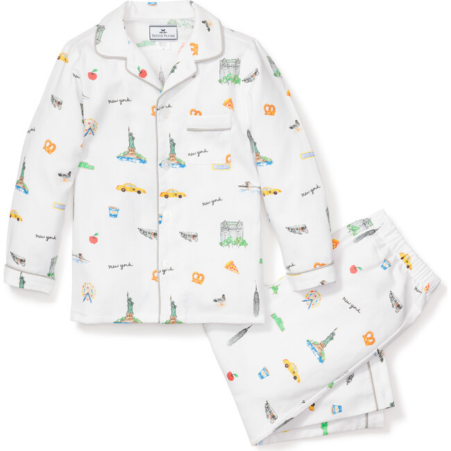 Petite Plume | Pajama Set w/ Pearl Buttons, New York (Prints, Size 3Y) | Maisonette | Maisonette