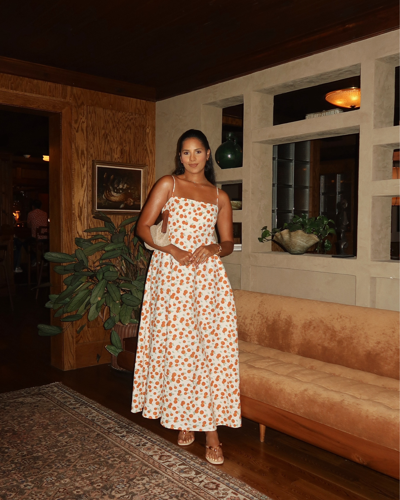 Flowy long summer dress with oranges 🍊 