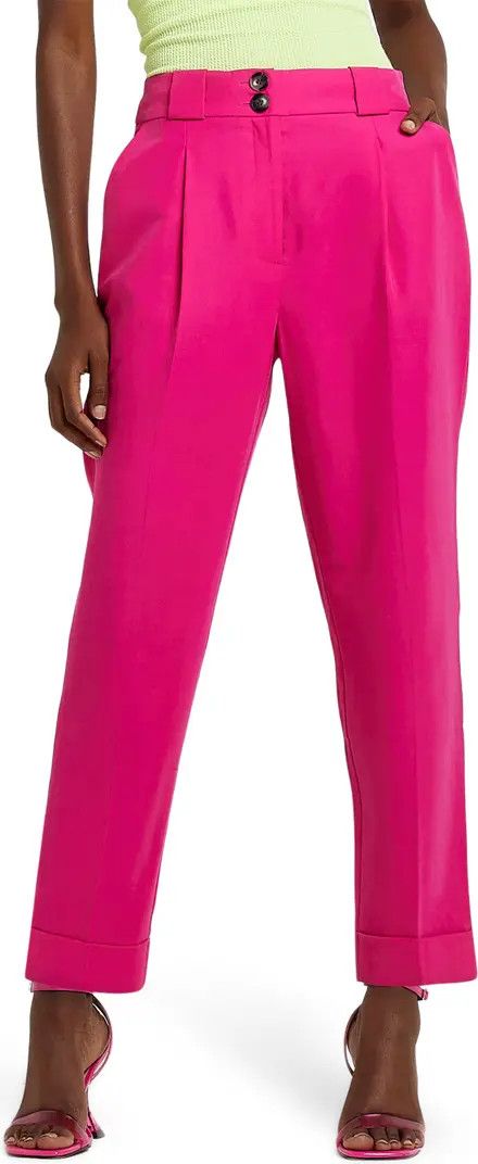 River Island Straight Leg Trousers | Hot Pink Work Pants | Work Outfit Winter | Spring Outfits | Nordstrom