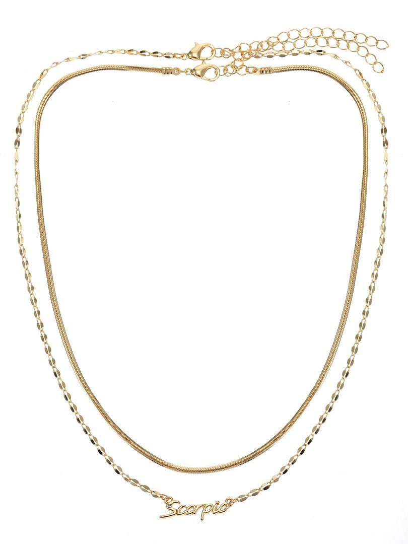 Time and Tru Goldtone Zodiac Necklace Set for Women, 2 Piece Set | Walmart (US)