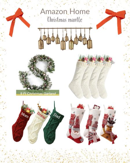 Christmas Decor - Amazon home finds 🎄
🔑 Christmas stockings, Christmas mantle, Christmas garland, Christmas bells, mantle decor 

#LTKhome #LTKHoliday #LTKSeasonal