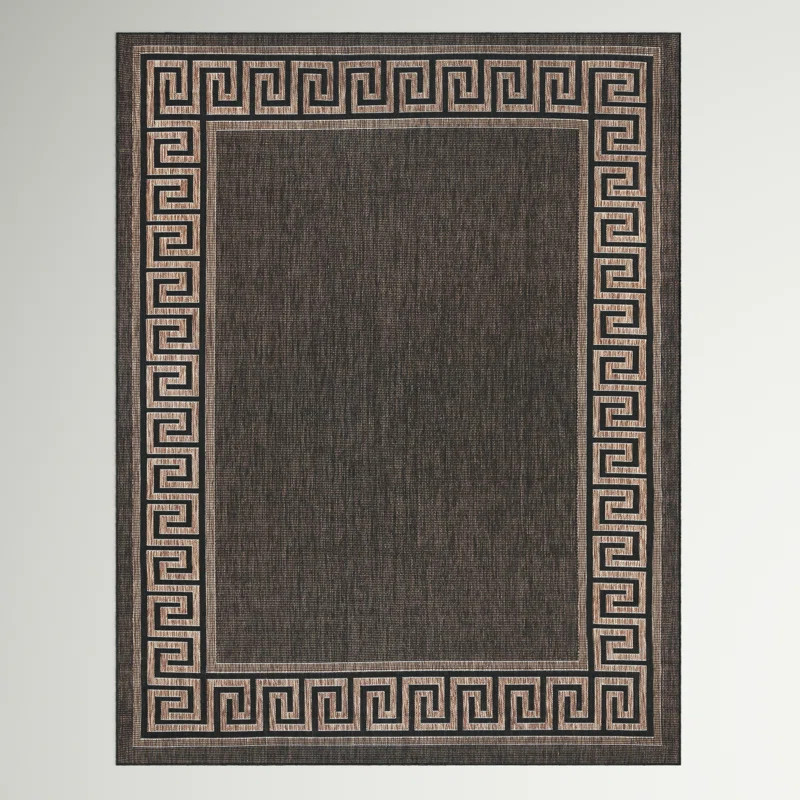 Abrahams Flatweave Black/Gold Indoor/Outdoor Rug | Wayfair North America