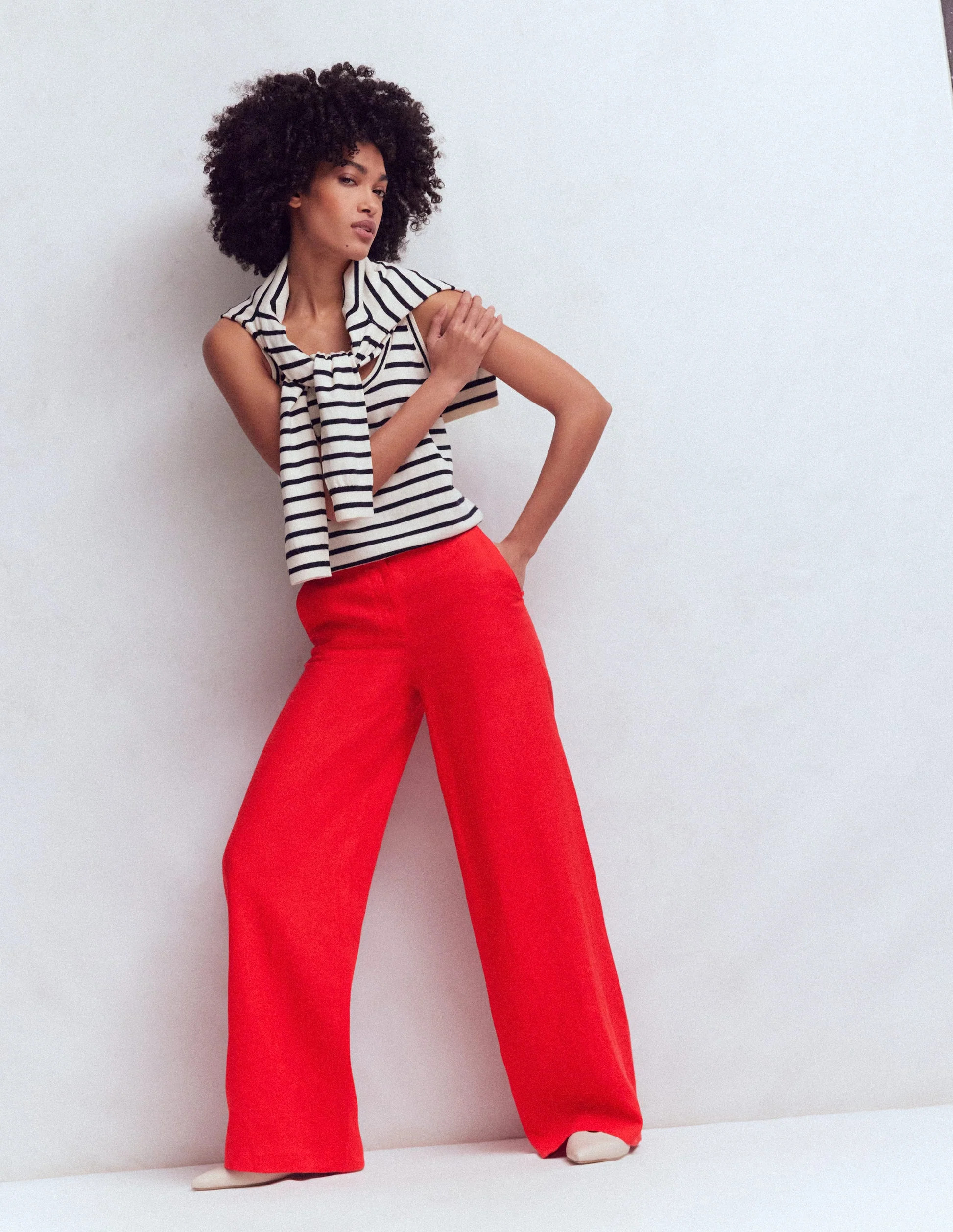 Belgravia Linen Pants-Bright Cherry | Boden (US)