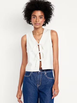 Linen-Blend Tie-Front Vest | Old Navy (US)