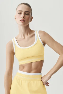 ALO | Airbrush Better Together Bra in Warm Butter/White, Size: Large | Alo Yoga