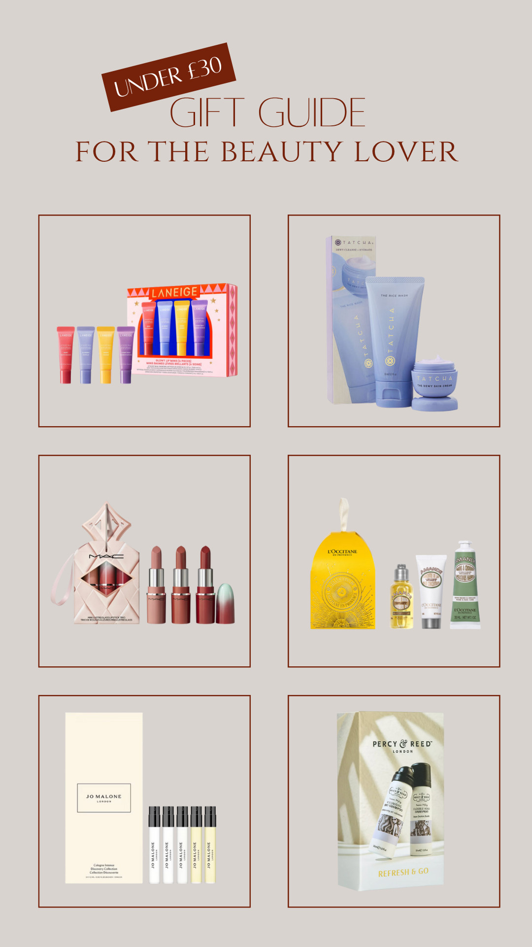 Under £30 Gift Guide | For the Beauty Lover 

Tatcha gift, haircare gift, beauty gift, gift inspo, makeup gift  

 #LTKuk #LTKgiftguide #LTKbeauty