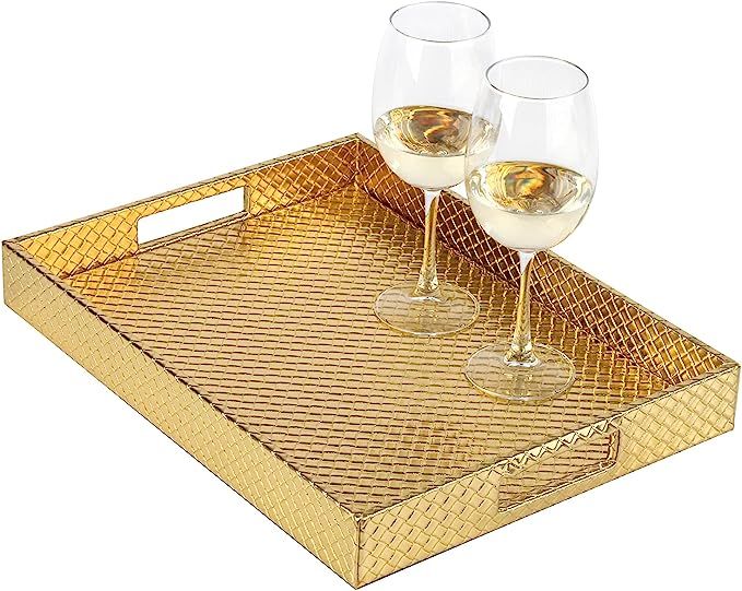 HofferRuffer Rectangle Serving Tray with Hole Handles for Coffee Table, Breakfast, Tea, Food, But... | Amazon (US)