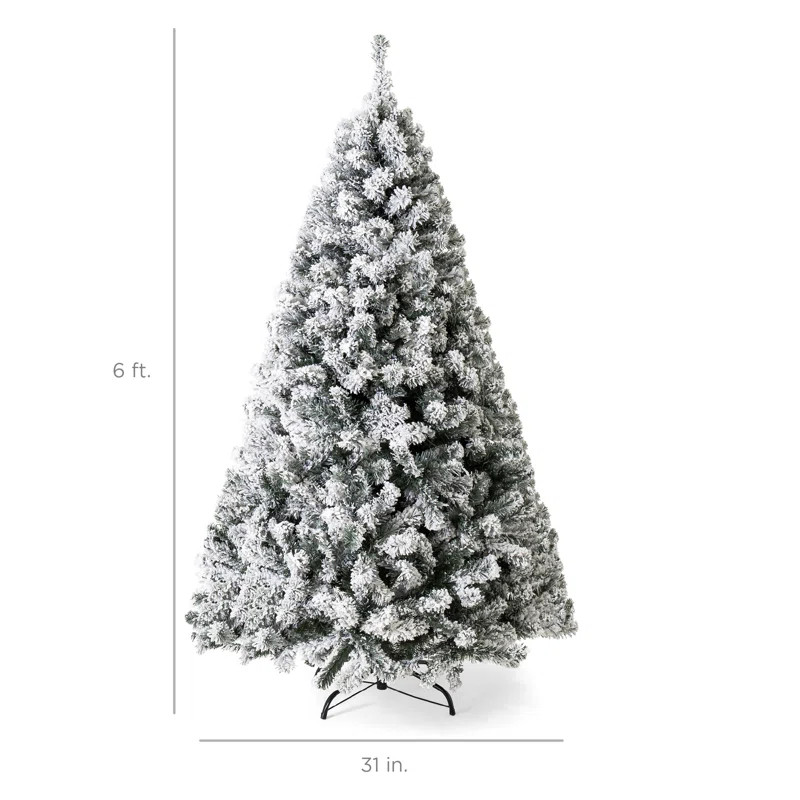 Pre-Lit Snow Flocked Artificial Christmas with Clear/White Lights | Wayfair North America