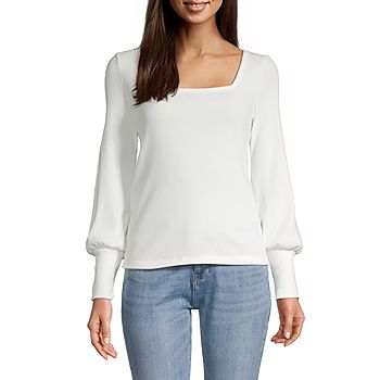 a.n.a Womens Square Neck Long Sleeve Top | JCPenney
