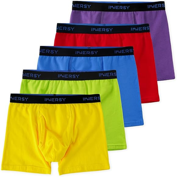 INNERSY Boys Underwear Stretchy Cotton Soft Boxer Briefs for 6-18 Teen Boys 5 Pack | Amazon (US)