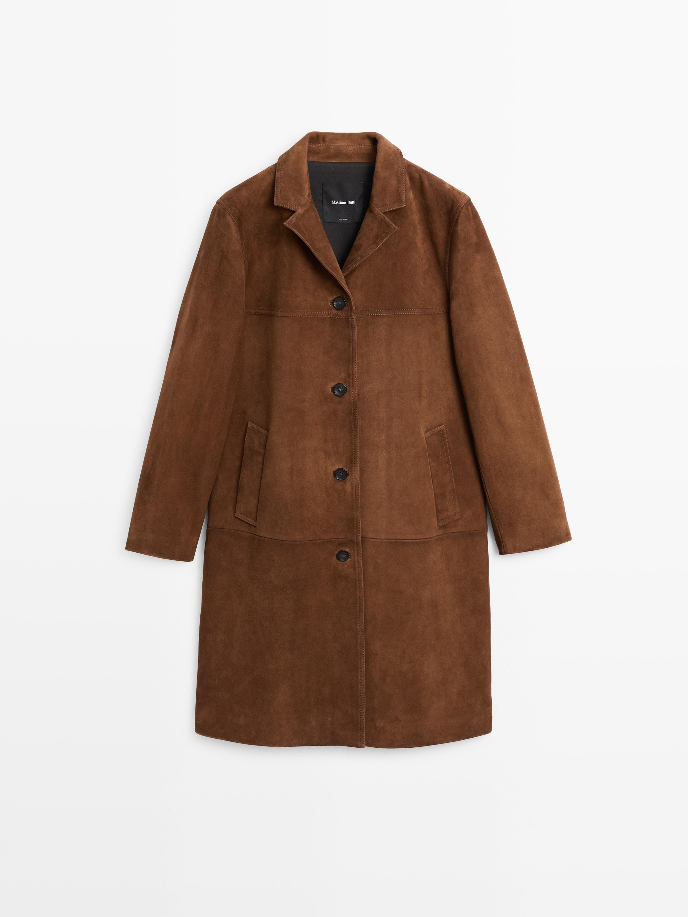 Long suede leather coat | Massimo Dutti US