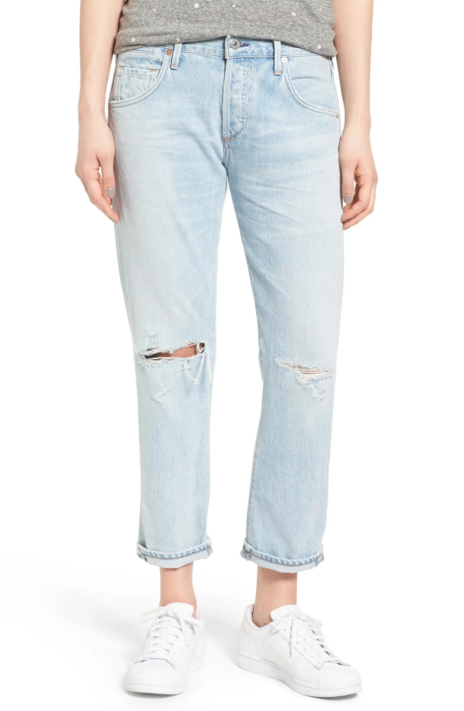 Emerson High Waist Ripped Boyfriend Jeans | Nordstrom