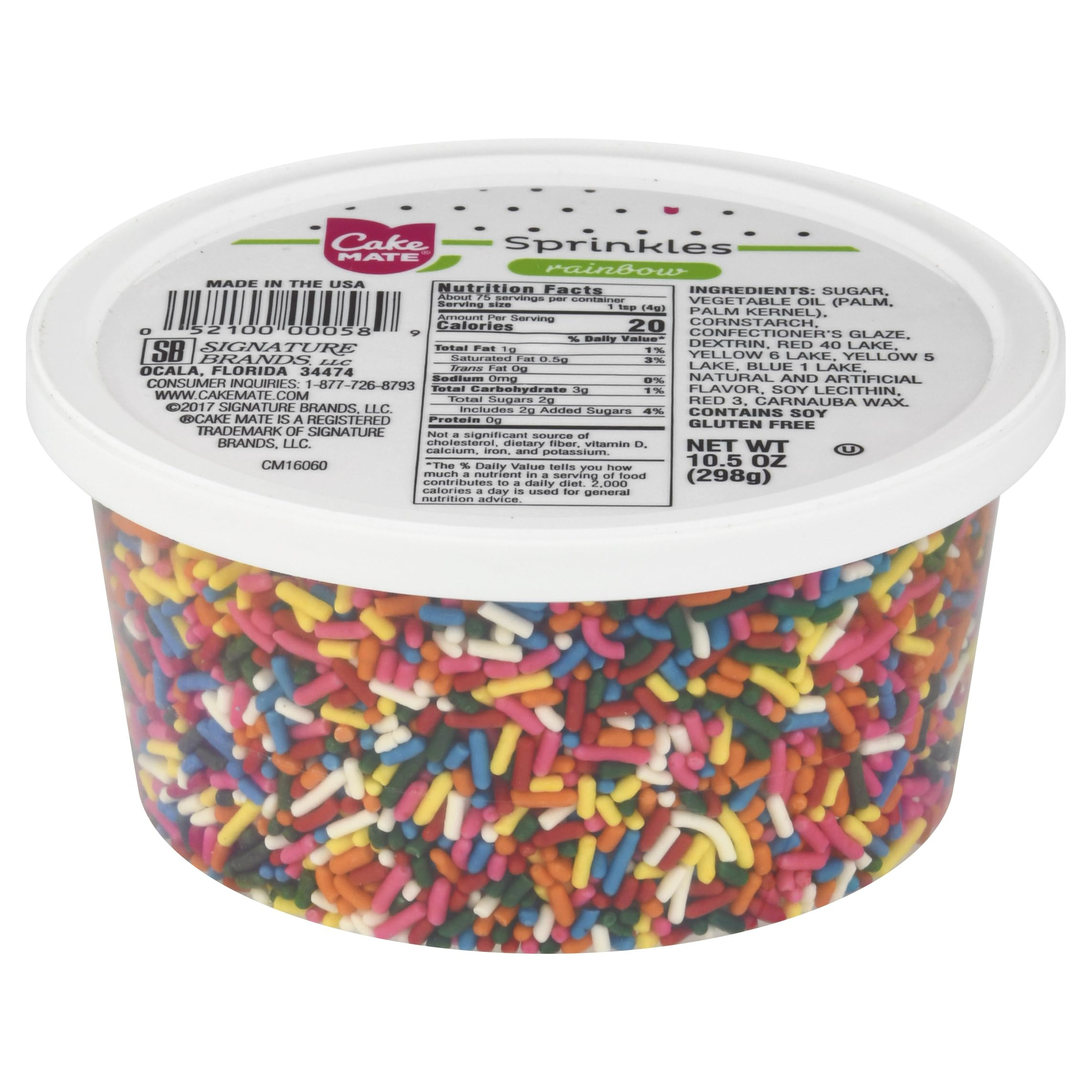 Cake Mate Rainbow Sprinkles with resealable lid - Delicious Dessert Sprinkles for Ice Cream, Cook... | Amazon (US)