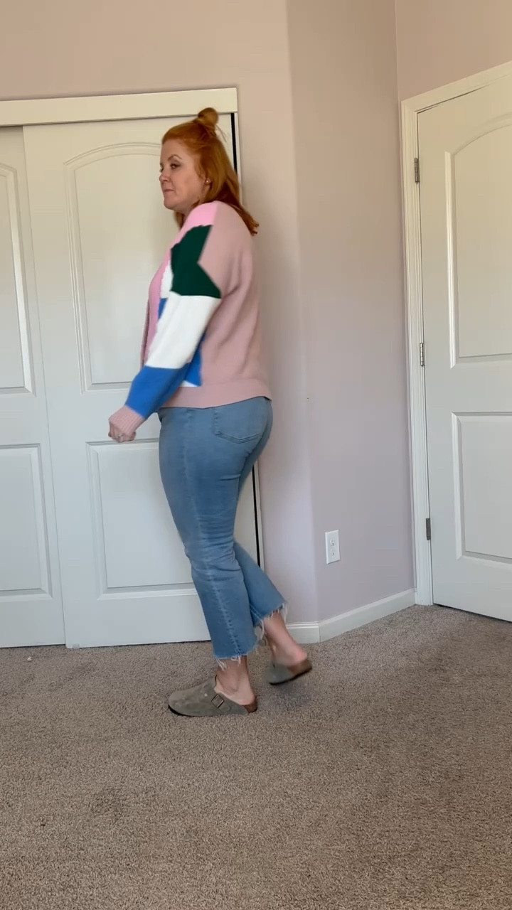 I’ve been recording these after school because it’s still so dark in the morning, and my face shows it 😆😵‍💫😴 I searched high and low to find a similar sweater in the first clip, but it was from a boutique and I can’t find it 😔 Also, not sure how I feel about the Birks and socks. What do you think? #teacherstyle #teacheroutfits 

#LTKSeasonal