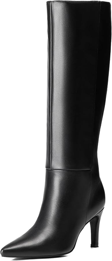 Knee High Boots Women Pointed Toe Stiletto Tall Zipper Dress Boots | Amazon (US)