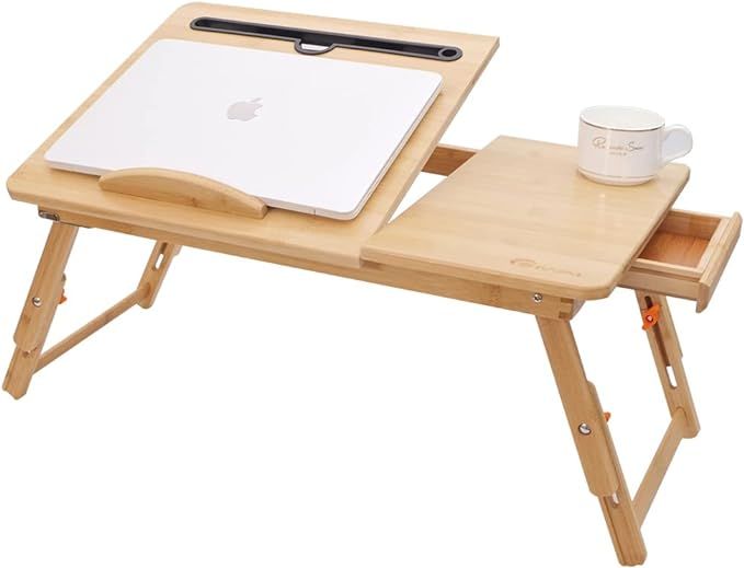 Lap Desk, COIWAI Laptop Desk for Bed, Bamboo Foldable Height Angle Adjustable Stand with Tablet P... | Amazon (US)