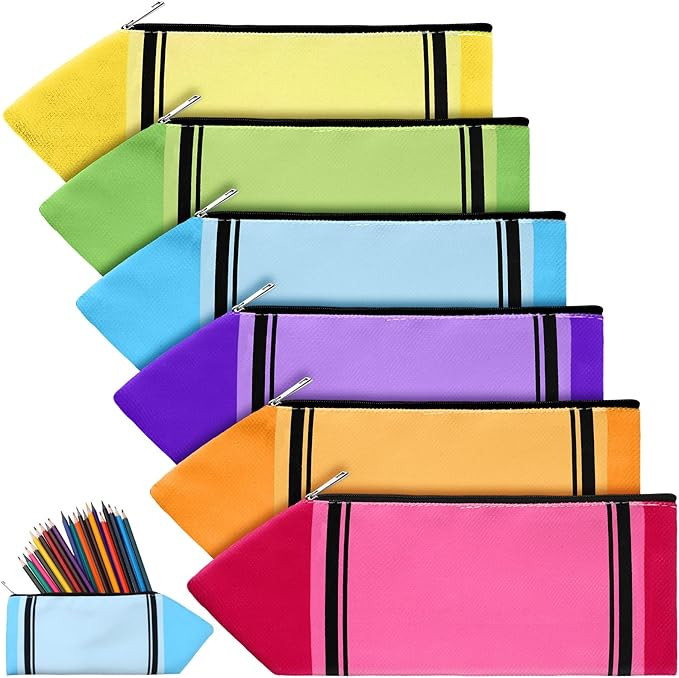 Kisston 6 Pcs Pencil Pouch Case Bulk Colorful Kawaii Cute Pencil Crayon Shaped Bags with Zipper A... | Amazon (US)
