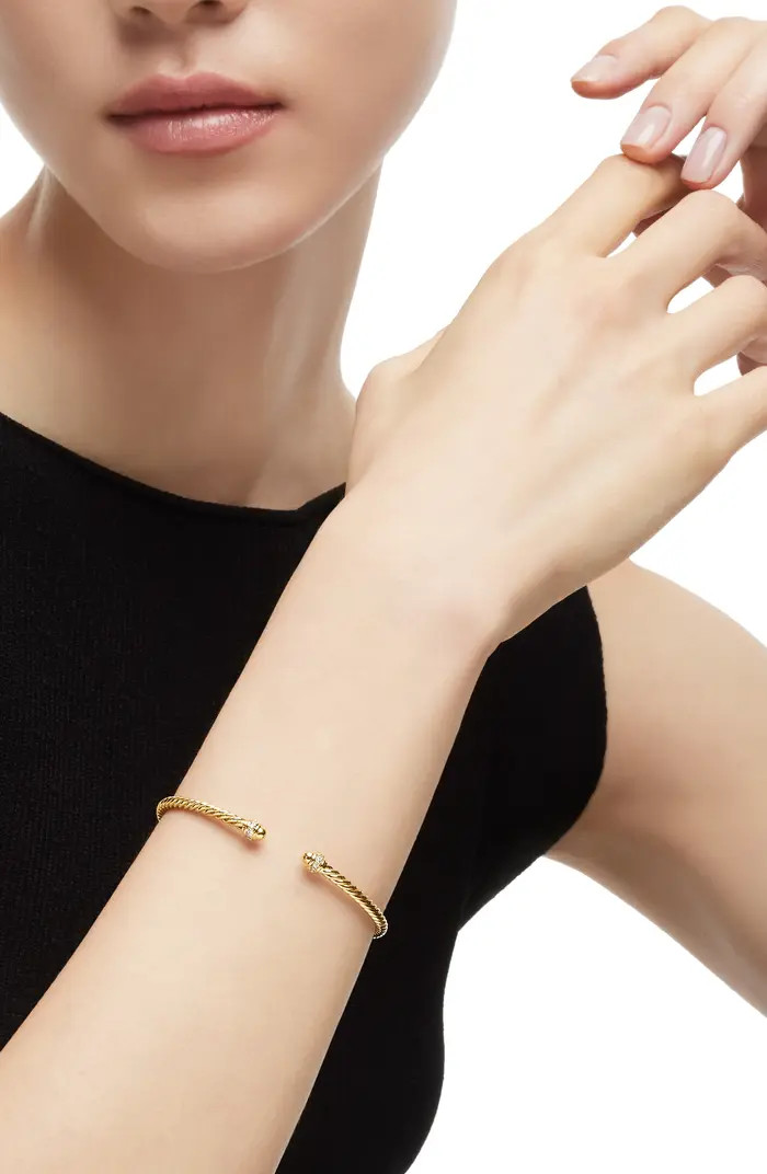 Cablespira® 18K Yellow Gold & Pavè Diamond Bracelet, 3mm | Nordstrom