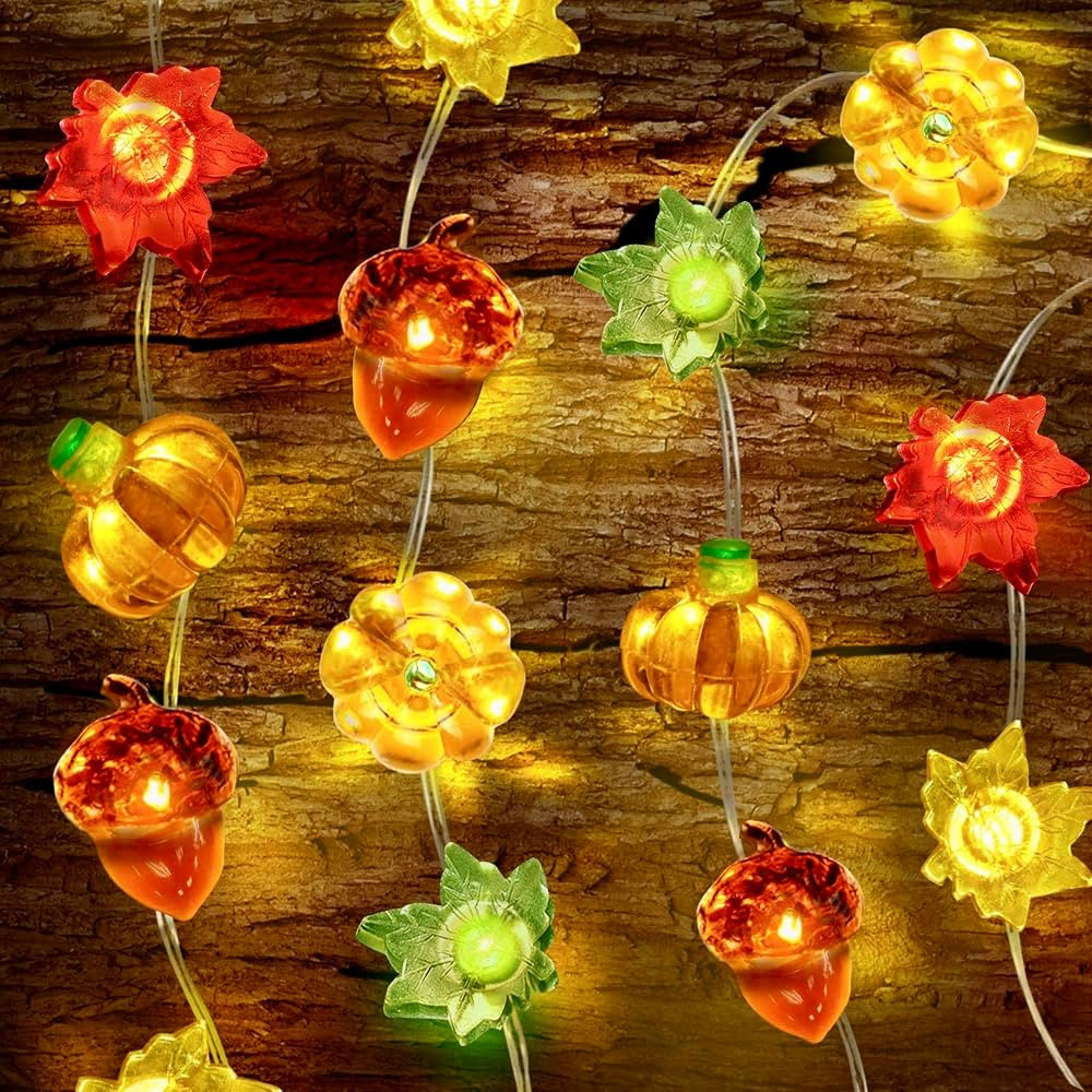30LED/10Ft Thanksgiving Fall Decorations Pumpkin Acorn Maple Leaf Lights, Thanksgiving Lights Dec... | Amazon (US)