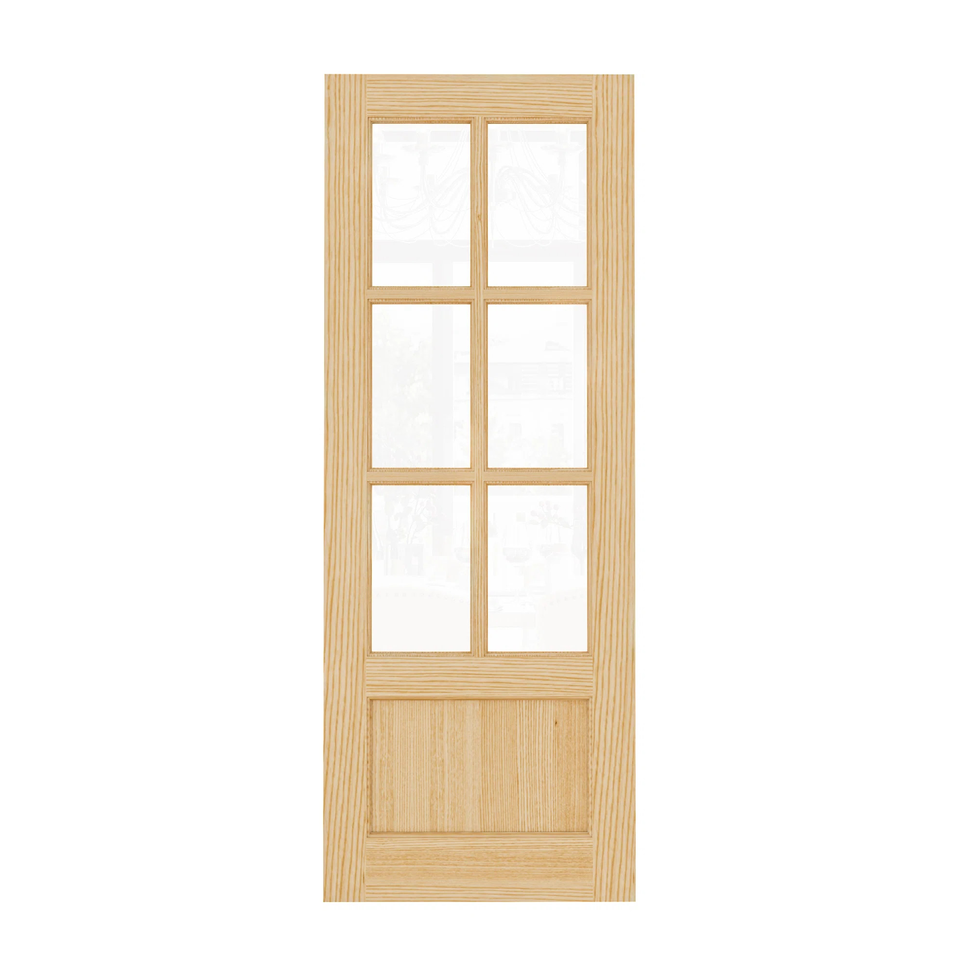 80 Inch Pine Wood Front Door Slab with 6 Lite Clear Double Glazed Glass Slab Only | Wayfair North America