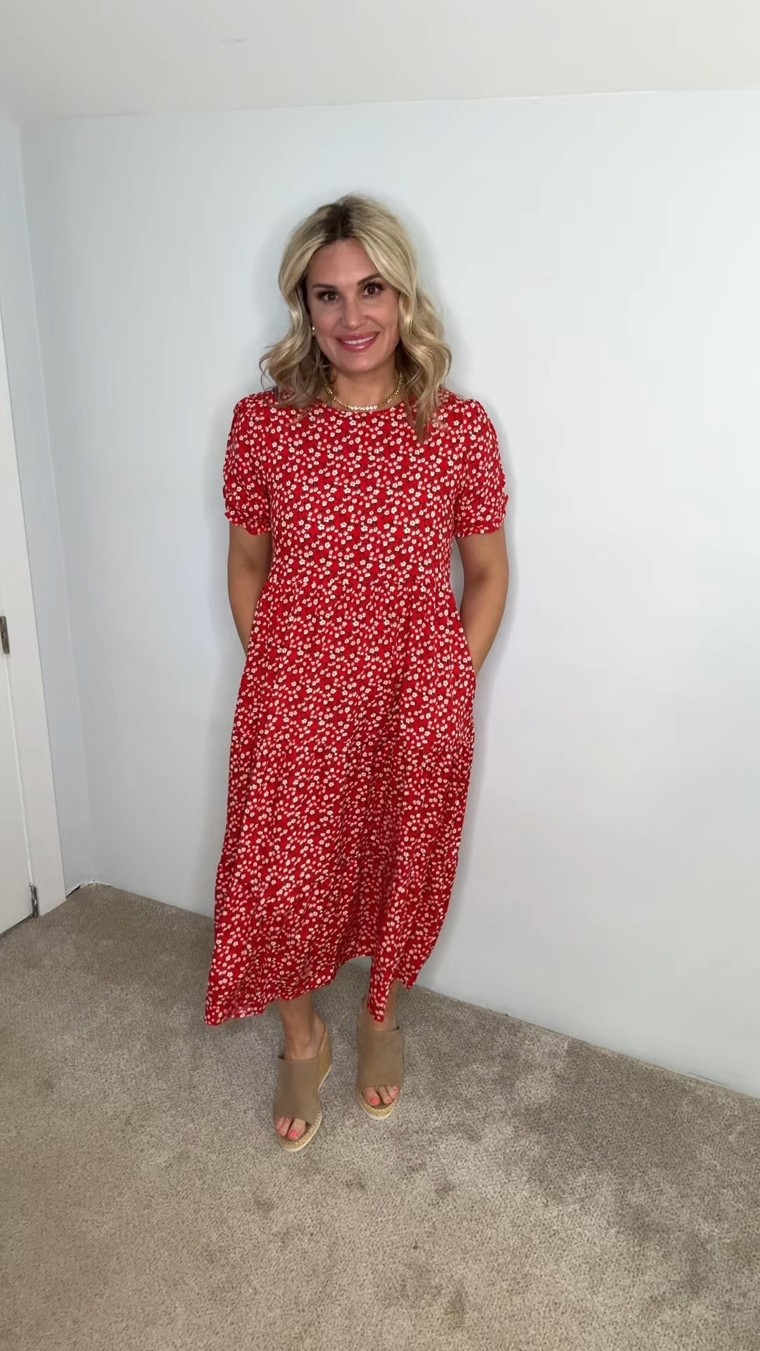 Feeling all kinds of lovely in this red floral dress today — perfect for church, a bridal shower, or any excuse to get dressed up! The floaty cap sleeves, soft fabric, and bump-friendly fit make it as comfy as it is classy. It’s giving effortless elegance and I’m here for it.

#LTKBump #LTKOver40 #LTKSeasonal