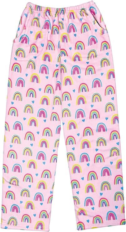 iscream Big Girls Silky Soft Plush Fleece Pants - Pretty in Print Collection | Amazon (US)