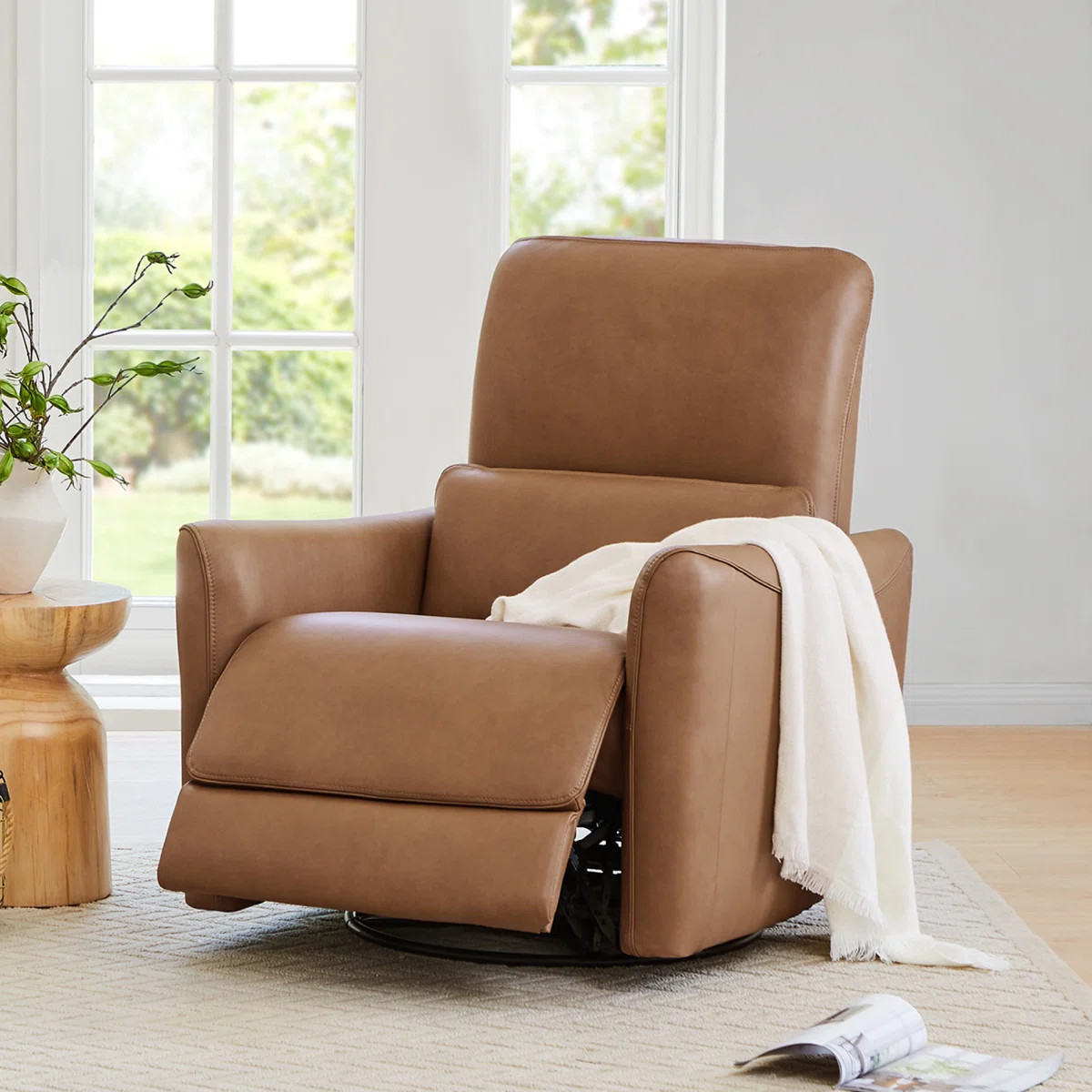 Santo Genuine Leather Swivel Power Recliner | Wayfair North America