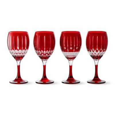 Wilshire Jewel Cut Red Mixed Wine Glasses, Set of 4 | Williams-Sonoma