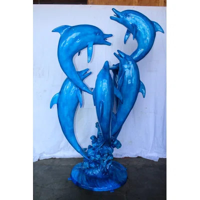 Nifao Collection Fish & Sea Life Giant and Impressive Bronze Fountain with Six Dolphins 65" x 45" x 92"H | Wayfair North America