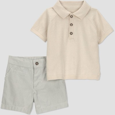 Carter's Just One You® Baby Boys' 2pc Sweater Polo and Shorts Set - Ivory 9M | Target