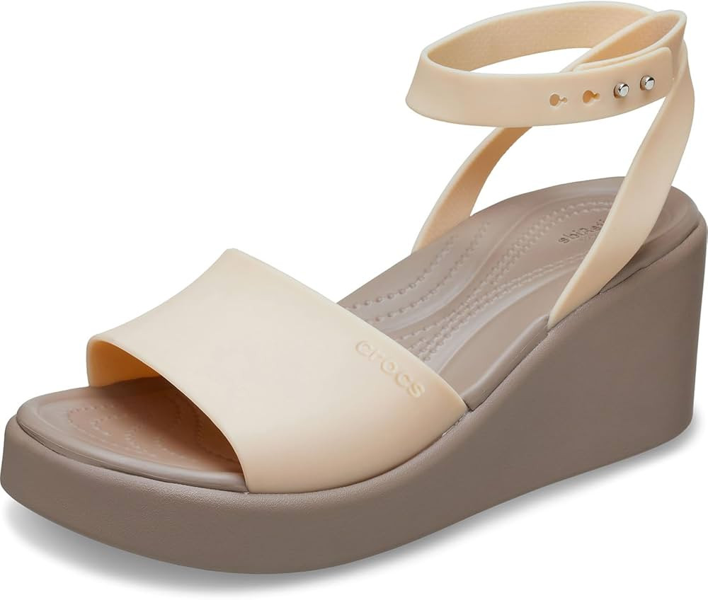 Crocs Women's Brooklyn Ankle Strap Wedges, Platform Sandals, Shitake, 10 Women | Amazon (US)