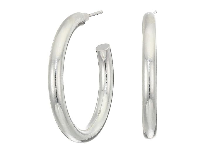 Madewell Medium Chunky Hoop Earrings (Light Silver Ox) Earring | Zappos