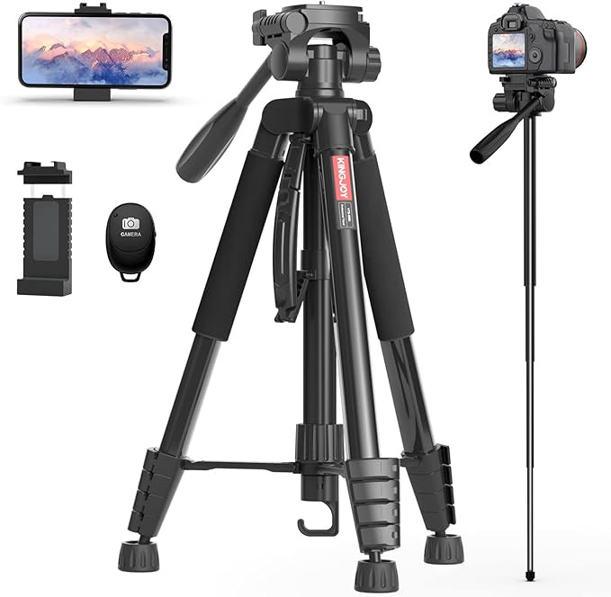 KINGJOY 75" Camera Tripod for Canon Nikon Aluminum Monopod Tripod with Remote Shutter Phone Mount... | Amazon (US)