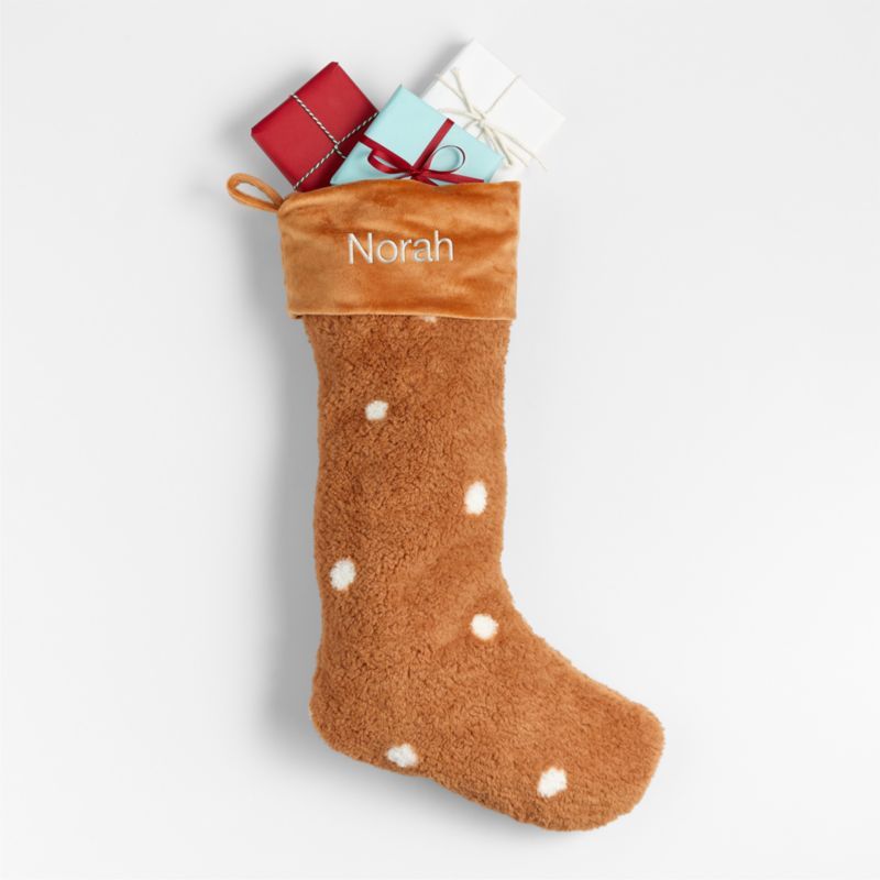 Caramel Sherpa Polka-Dot Kids Christmas Stocking | Crate & Kids | Crate & Barrel