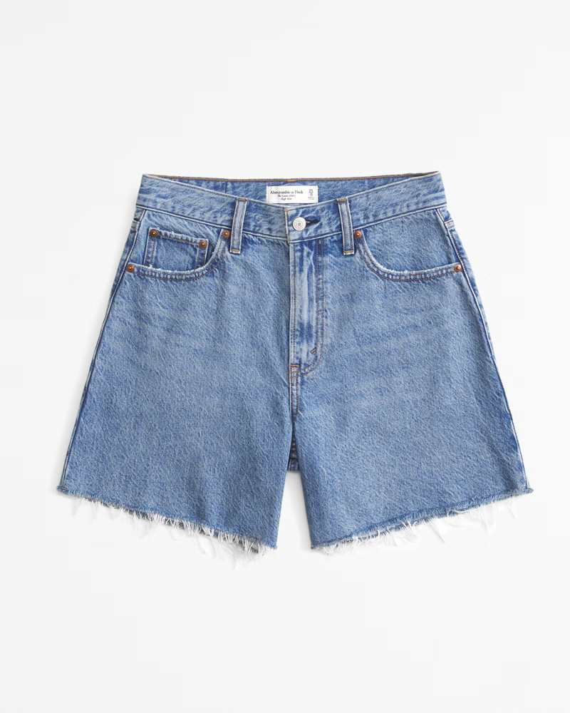 Abercrombie & Fitch Women's High Rise Loose Short in Medium Destroy - Size 36 | Abercrombie & Fitch (US)