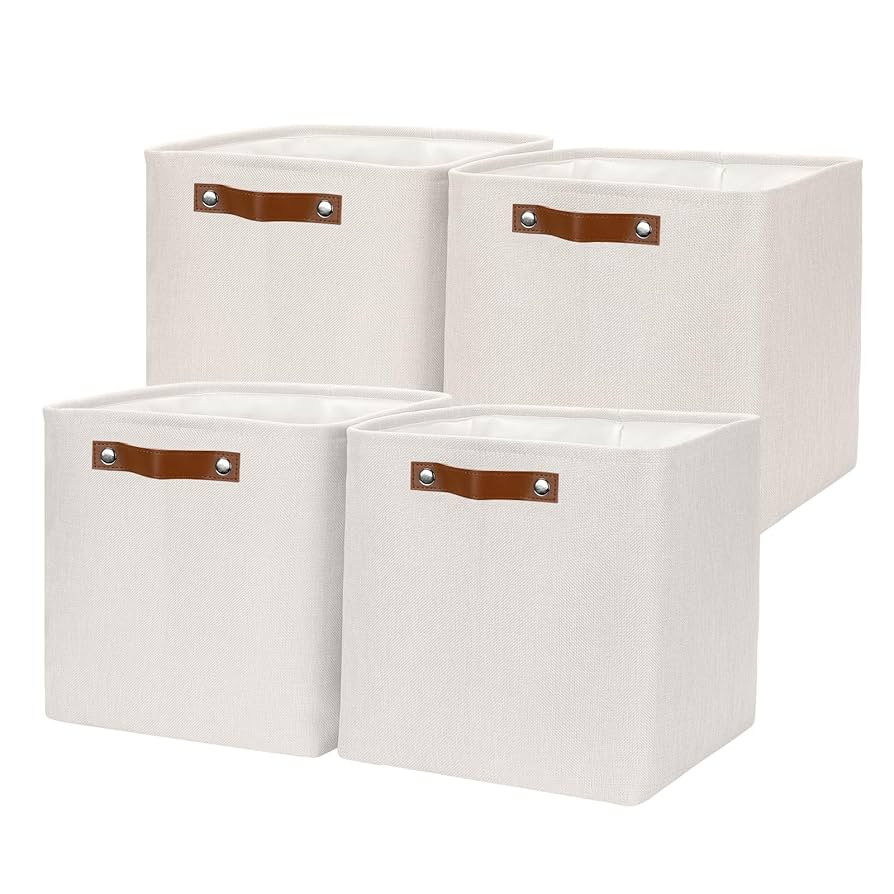 HNZIGE Foldable Cube Storage Bin(4 Pack ) Storage Baskets for Shelves, Closet,12x12 Storage Cube ... | Amazon (US)