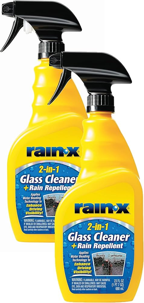 Rain-X 5071268-2 2-in-1 Glass Cleaner and Rain Repellant, 23 oz. (Pack of 2) - Provides a Streak-... | Amazon (US)