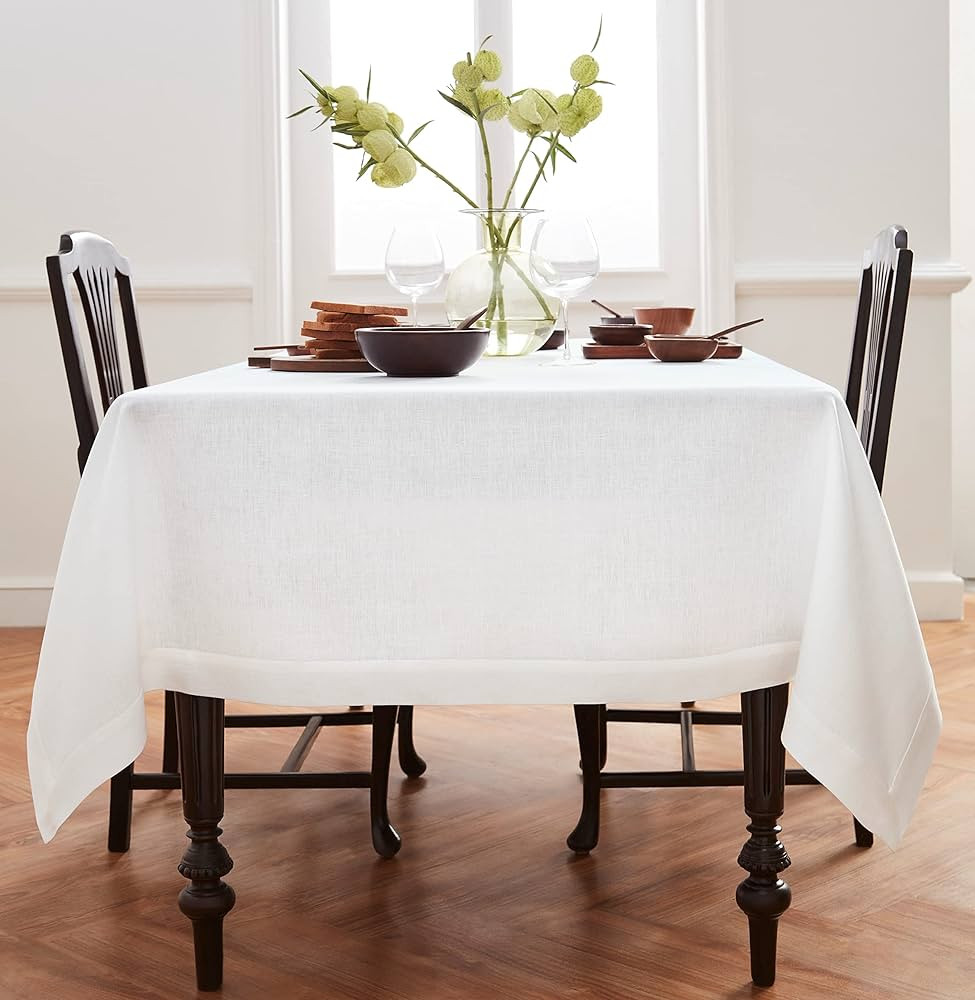 Solino Home Linen Tablecloth 60 x 108 Inch – 100% Pure Linen Medium Weight Tablecloth for Summe... | Amazon (US)